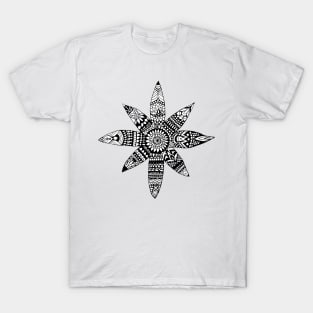 Star Mandala - black and white T-Shirt